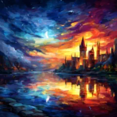 A fantastical dream world with bright colors and unreal images