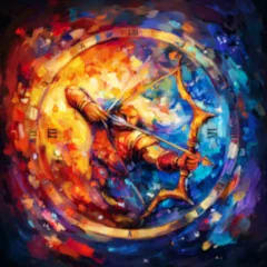 Portraying a Sagittarius tarot reading with the archer zodiac symbol