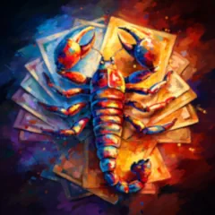 Portraying a Scorpio tarot reading with the lobster zodiac symbol