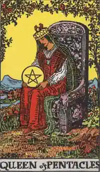 Queen of Coins Tarot Card