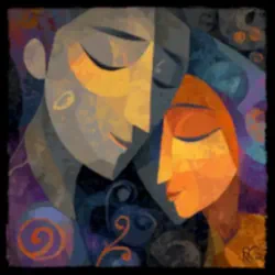 Dos rostros pintados que representan el tarot del amor.
